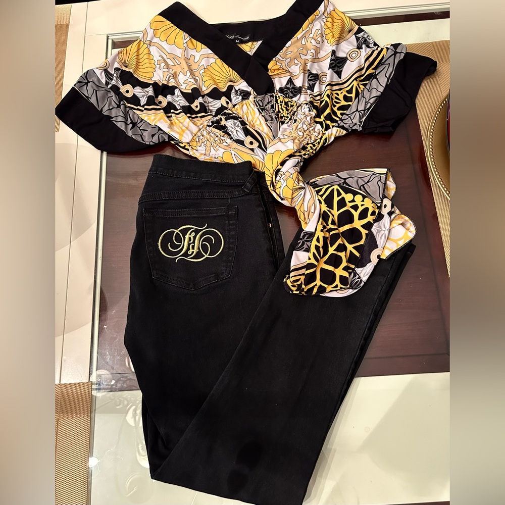 Fabulosity Black Denim Jeans and Top Bundle